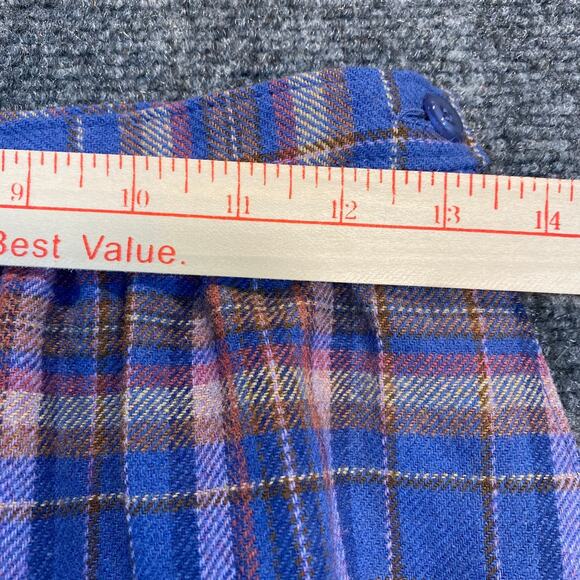 Vintage Pendleton Plaid Pencil Skirt All Wool Blue Pockets Womens 6 Knee Length - Picture 6 of 8